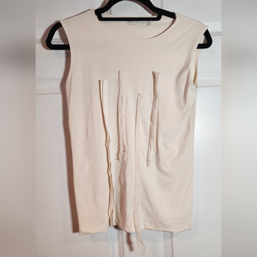 Marithe Francois Girbaud Cravatatakiller Stretchy Cream Sleevless Unique Top